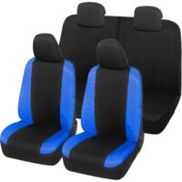 Lupex Shop – Coprisedili auto universali, compatibili per Panda Easy, anteriori e posteriori (50/50), NO LOGO, in Policotone, Nero/Blu Royal
