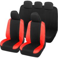 Lupex Shop – Coprisedili auto universali, compatibili per Panda Easy, anteriori e posteriori (intero), NO LOGO, in Policotone, Nero/Rosso
