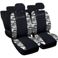 Lupex shop - Coprisedili Auto Compatibili per Giulietta, Made In Italy, set di copri sedili anteriori e posteriori con copri poggiatesta incluso, tessuto poliestere, colore - Nero - Mimetico Chiaro