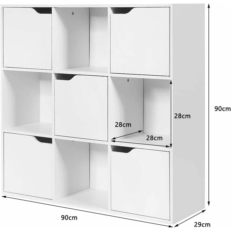 Giantex Estantería de 4 niveles con puertas, estantería blanca  independiente de 47.5 pulgadas de alto con 3 estantes, armario de  almacenamiento de 4