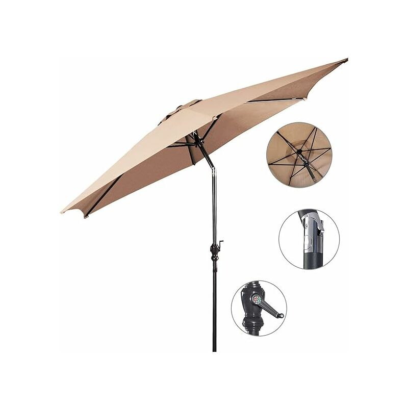 GIANTEX Sombrilla de jardín inclinable grande parasol protección UV, paraguas de playa de aluminio y poliéster con manivela