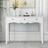 GIANTEX Tocador Consola con 3 Cajones, Carga Máxima de 30 kg, Mesa Consola para Salón, Pasillo y Recibidor, Blanco, 100 x 75 x 32 cm
