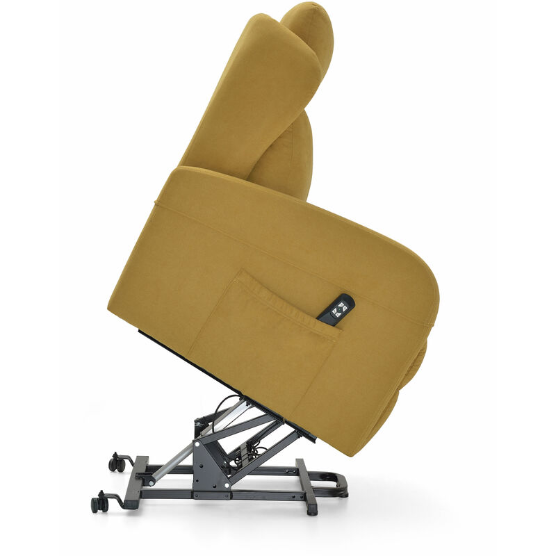 SILLÓN BRIXTON | Häusbed | Sillón Eléctrico Power Lift levanta personas “Puesta en Pie” | 109x68x86 cm | Mostaza