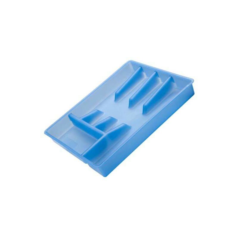 CESTELLO PER POSATE 8 SCOMPARTI PLASTICA BLU