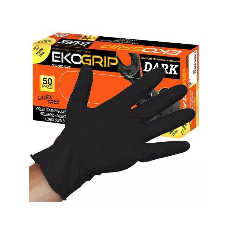 GUANTI NITRILE EKO GRIP DARK POWDER FREE Pz 50 M