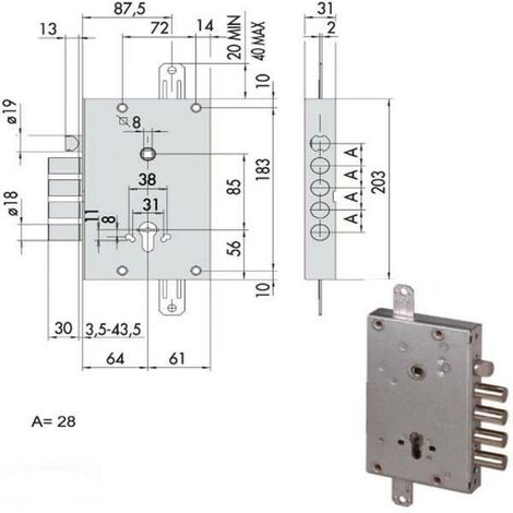 SERRATURA SICUREZZA TRIPLICE 56515-38-B CISA