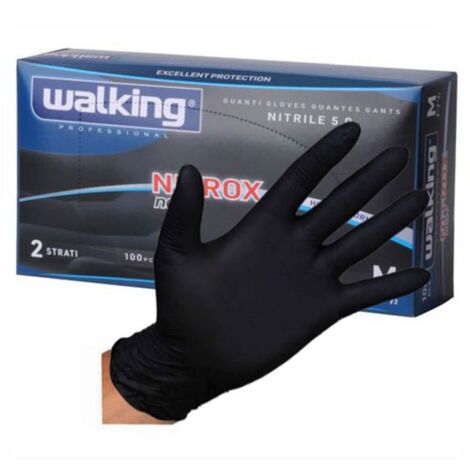 Guanto in nitrile monouso nero Walking Nitrogel taglia XL