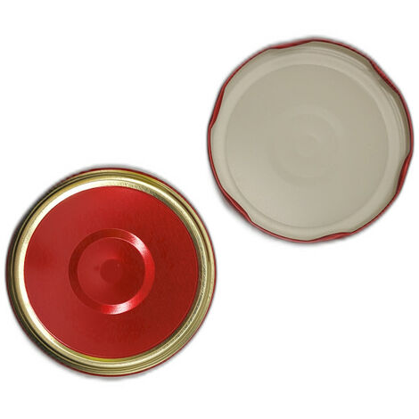 Capsule Twist Off Con Flip Per Barattoli - Diametro 63 Mm, Rosso/Oro, Con Bottone Clic Clac, Per Conserve - Foto 10