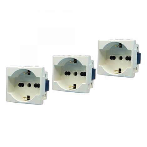 PROMO PZ.3 PRESE SCHUKO BIPASSO 16A 2P + T 250VOLT COMPATIBILE TIPO MAGIC