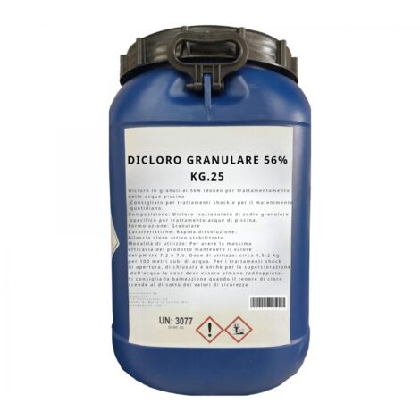 DICLORO GRANULARE 56% kg. 25 CLORO IN POLVERE TRATTAMENTO PISCINA (1/4)