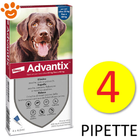 ADVANTIX SPOT ON BAYER CANI OLTRE 25Kg PREVENZIONE PULCI ZECCHE ZANZARE