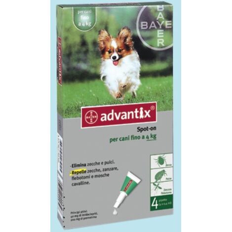ADVANTIX SPOT ON BAYER CANI FINO A 4Kg PREVENZIONE PULCI ZECCHE ZANZARE