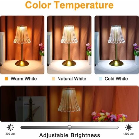 Portable Rechargeable USB Bedside Lamp, Dimmable 3000K/4000K/6000K for ...