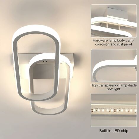 GOECO LED Ceiling Light Modern White Acrylic 32W 3600LM 4500K Natural Light For Living Room