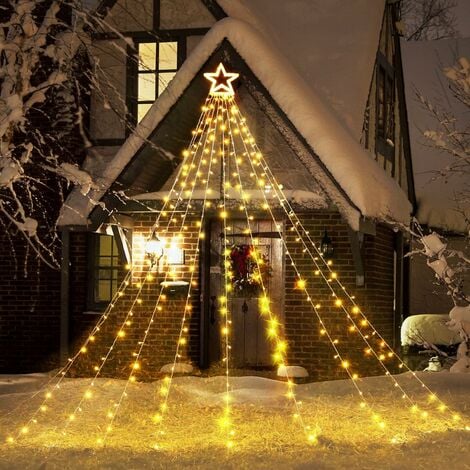 Rideau Lumineux Noël Extérieur - 10.8M 432 LED Guirlande Lumineuse électrique avec Télécommande, 8 Modes D'éclairage, IP44 étanche, Décoration Noël Extérieur Fenêtre Balcon (Multicolore)
