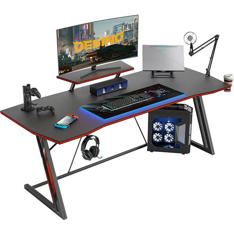 Bureau Gamer Informatique - 140*60*75 cm Bureau Table Gaming Stable Z Cadre  avec