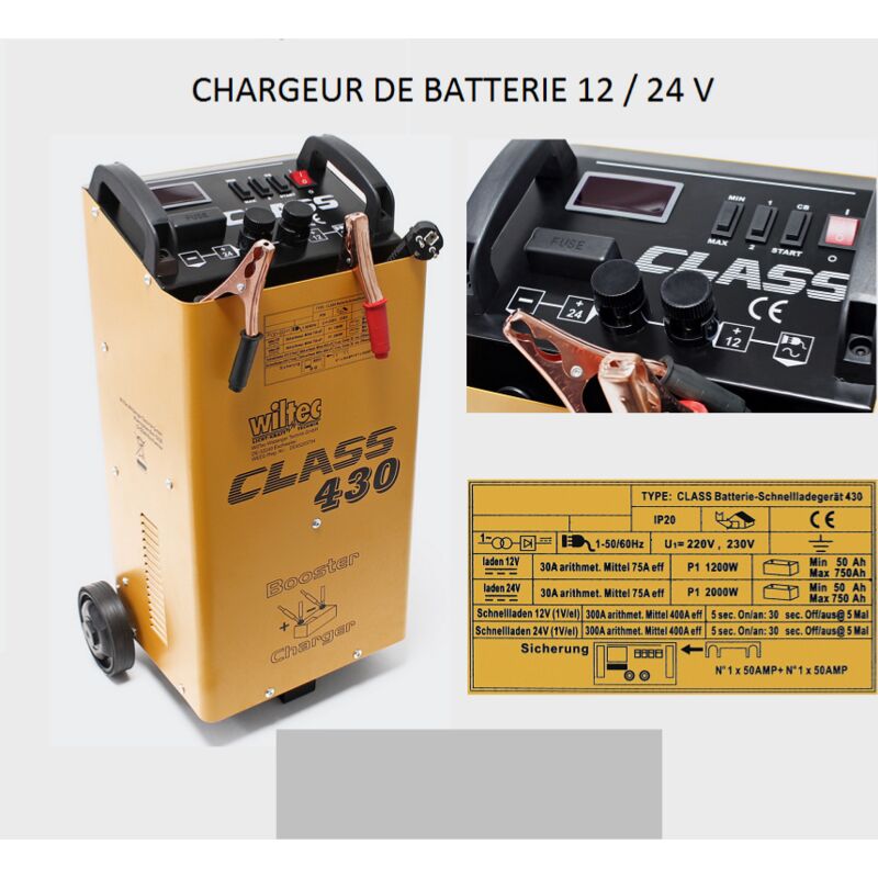 Booster de démarrage de batterie 12 - 24V