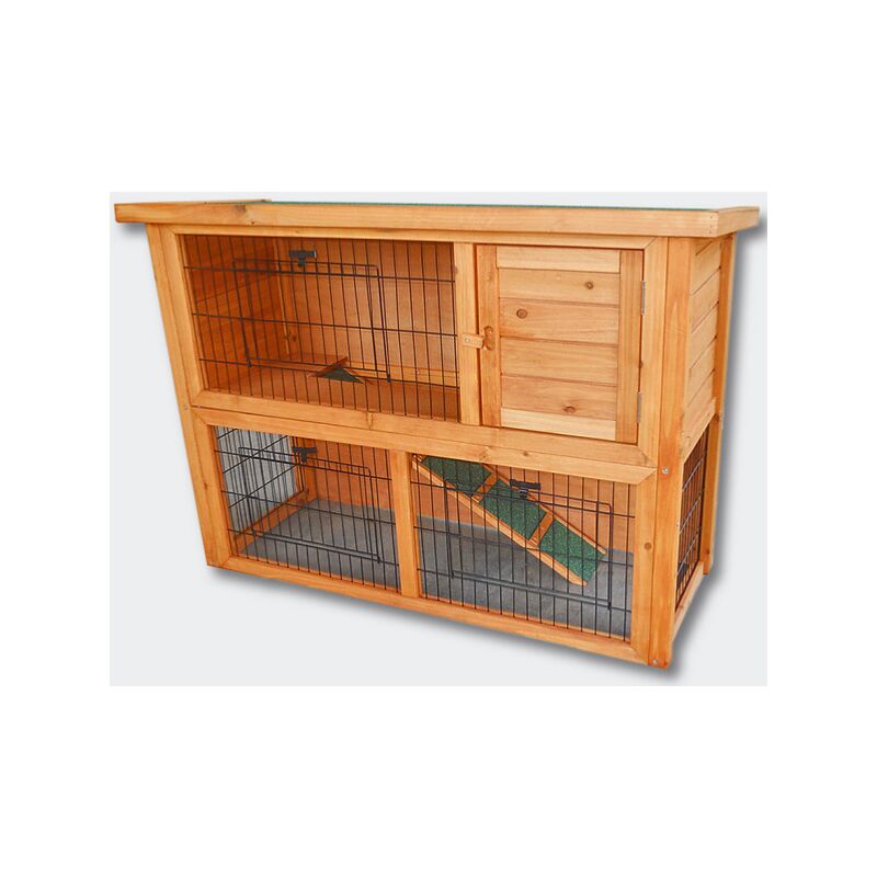 Cage Clapier Enclos lapin Extérieur en bois Haute Qualité pour lapins  petits animaux- Modèle : 035 Ranch 152 x 98 x 118 cm