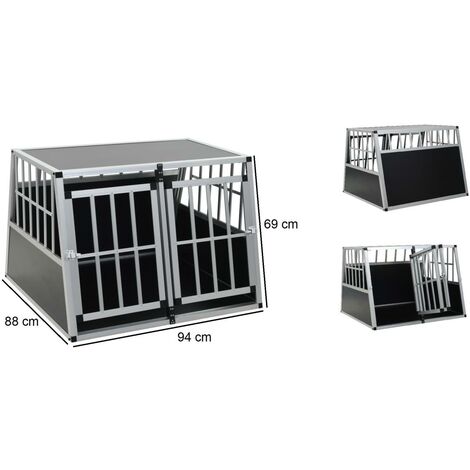 Cage de transport pour chien 94 x 88 x 69 cm - aluminium 2 portes