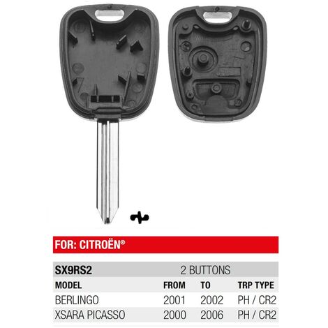Boitier coque de clé plip 2 boutons Peugeot Partner Citroen Berling