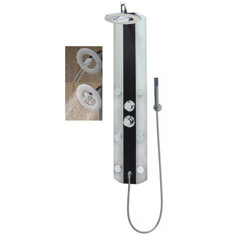 Duschpaneel Brause mit Thermostat  Edelstahl Düsen Wasserfall Duschsäule 