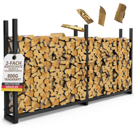 Kaminholzregal außen Metall VERZINKT 223x25x115 Stapelhilfe Brennholz 800kg Brennholzunterstand