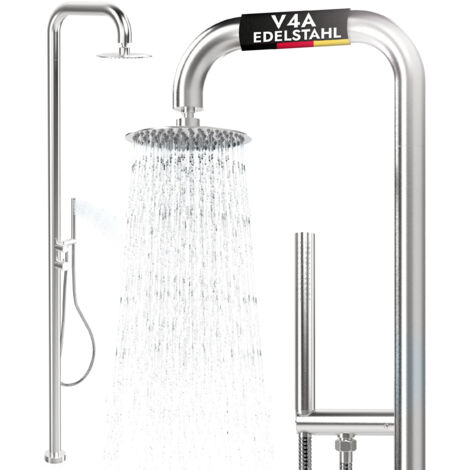 Außendusche Gartendusche V4A Edelstahl Pooldusche mit Handbrause Garten Dusche für Sauna