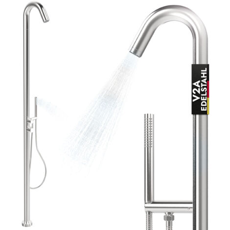 Außendusche Gartendusche V2A Edelstahl Pooldusche Garten mit Handbrause Dusche für Sauna