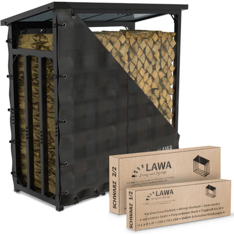 Kaminholzregal außen Metall mit Plane VERZINKT 188x70x188 Stapelhilfe Brennholz Lager für Feuer Holz Unterstand mit Dach