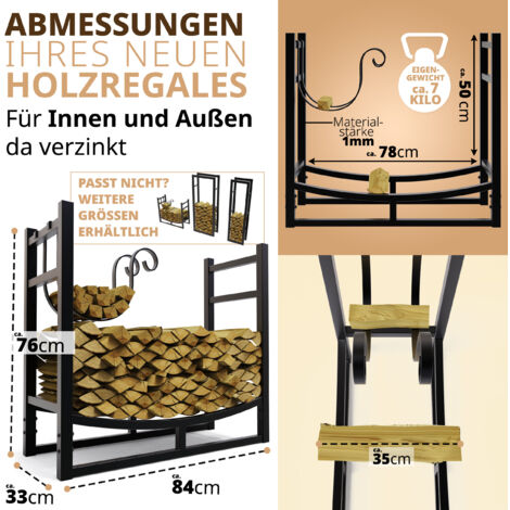 Kaminholzregal 84x33x76cm VERZINKT - Brennholzgestell Für Innen & Außen