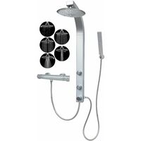 Duschsäule mit Regendusche 5 Funktionen Silber Thermostat Duschset mit Massagedüsen Duschpaneel Eckmontage