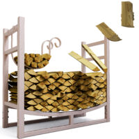 Kaminholzregal innen Metall VERZINKT 84x33x76 Cremeweiß, Stapelhilfe Kaminholz Brennholz Regal für Feuer Holz Holzlege