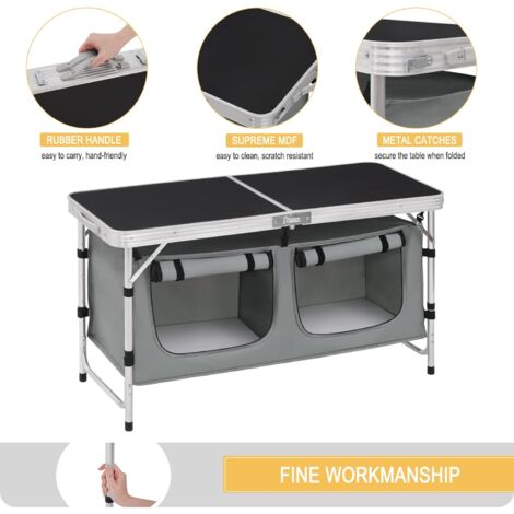 SKIKEN Folding Aluminum Outdoor Table With Adjustable