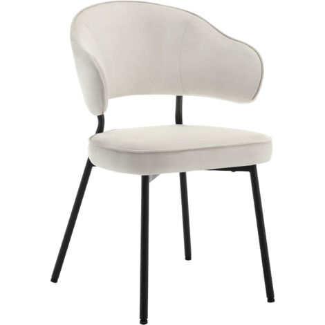 WOLTU Set Of 1 Dining Chairs Velvet Seat Metal Legs Kitchen Lounge Living Room Chair Home Cream