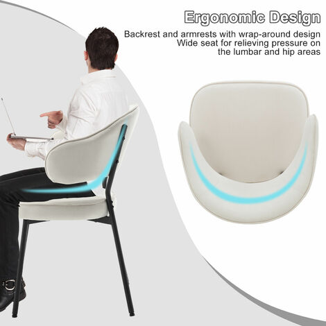 WOLTU Set Of 4 Dining Chairs Velvet Seat Metal Legs Kitchen Lounge Living Room Chair Home Cream