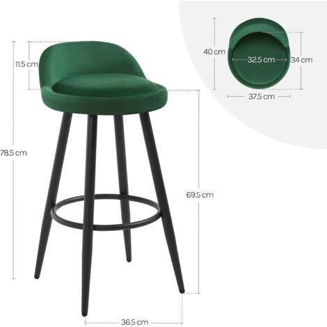 WOLTU 2x Tall Bar stools. Bar chairs with Backrest. Kitchen stools. Breakfast stools