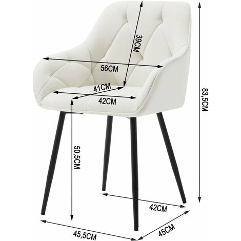 WOLTU 1x Dining Chairs, Velvet Dining Chairs with Backrest Dining Room Chairs, Cream