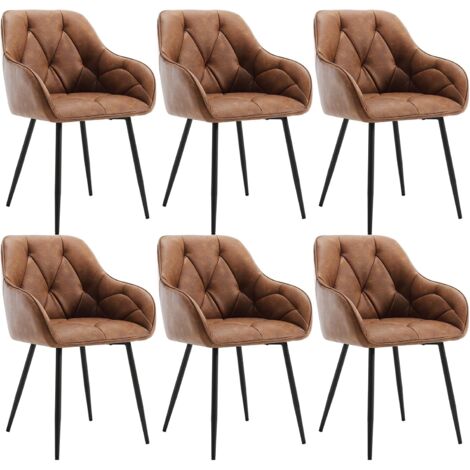 WOLTU Set of 6x Faux Leather Dining Chairs Accent home & restaurants Brown