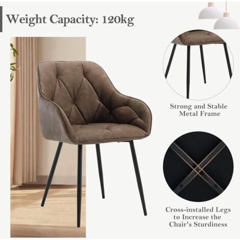 WOLTU Set of 1x Faux Leather Dining Chairs Accent home & restaurants Dark Brown