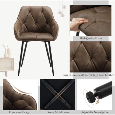 WOLTU Set of 1x Faux Leather Dining Chairs Accent home & restaurants Dark Brown