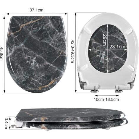 WOLTU Toilet Seat, Soft Close Toilet Seat with Quick Release for Easy Clean, Top Fixing, Stay Tight Toilet Lid Oval Shape，Black Rock