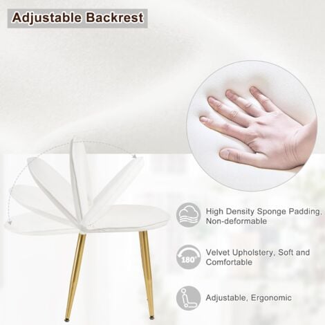 WOLTU Dressing Table with LED Lights Mirror, Vanity Makeup Table Set with Adjustable Brightness Mirror, Velvet Stool and Free Make-up Organizer, 3 Drawers，White + Cream + Gold