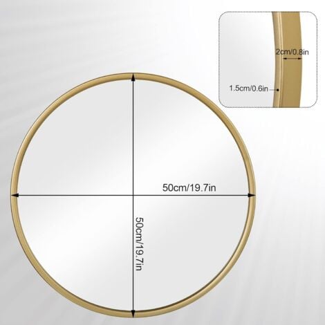 WOLTU Large Modern Round Glass Mirror 50cm Black Frame Wall Mounted Bathroom,Gold