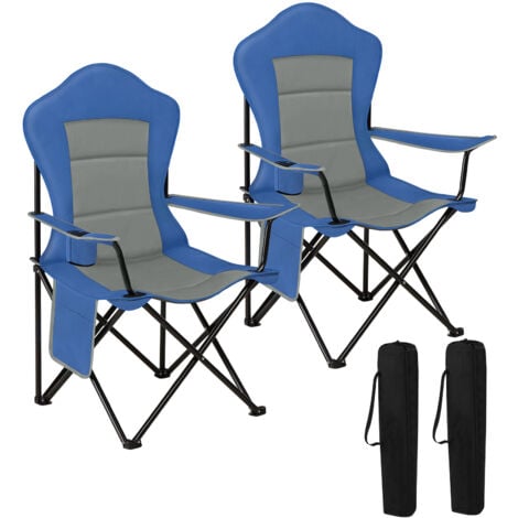 WOLTU 2x Camping Chair Folding Portable Chair, Blue+Grey