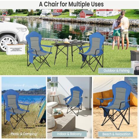 WOLTU 2x Camping Chair Folding Portable Chair, Blue+Grey