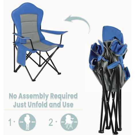 WOLTU 1x Camping Chair Folding Portable Chair, Blue+Grey
