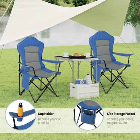 WOLTU 1x Camping Chair Folding Portable Chair, Blue+Grey