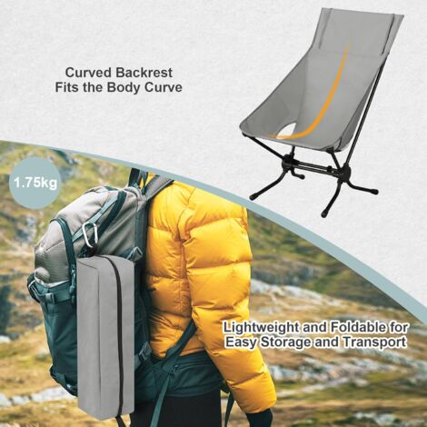 WOLTU 1x Folding Camping Chair with Carrying Bag Heavy Duty 150kg Capacity, Grey