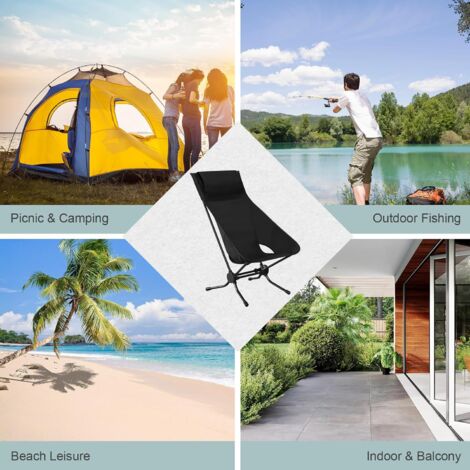 WOLTU 1x Folding Camping Chair with Carrying Bag Heavy Duty 150kg Capacity, Black