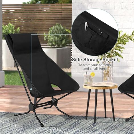WOLTU 1x Folding Camping Chair with Carrying Bag Heavy Duty 150kg Capacity, Black